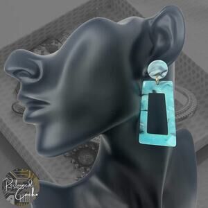 Blue Ice Trapezoid Drop Earrings
